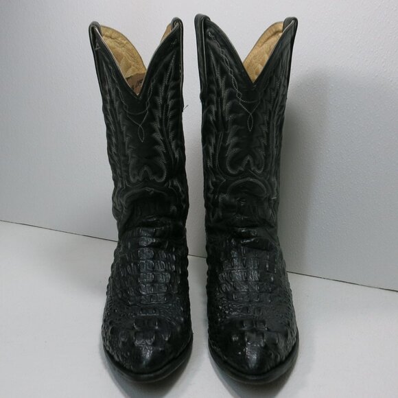 Dan Post Genuine Caiman Black Leather Cowboy Western Boots Shoes Footwear 12 D - Picture 5 of 8